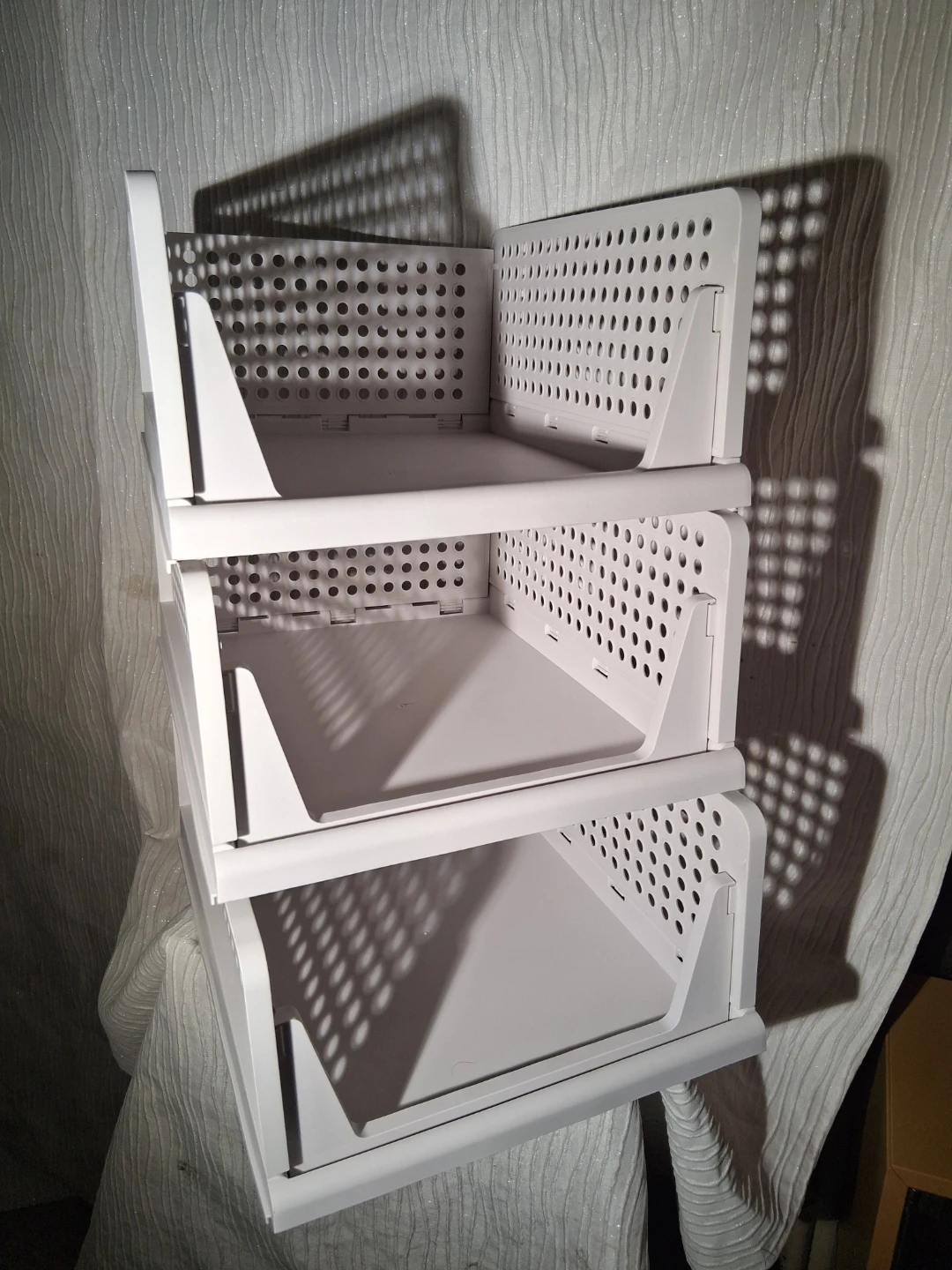 White Stackable Storage Bins - Set of 3