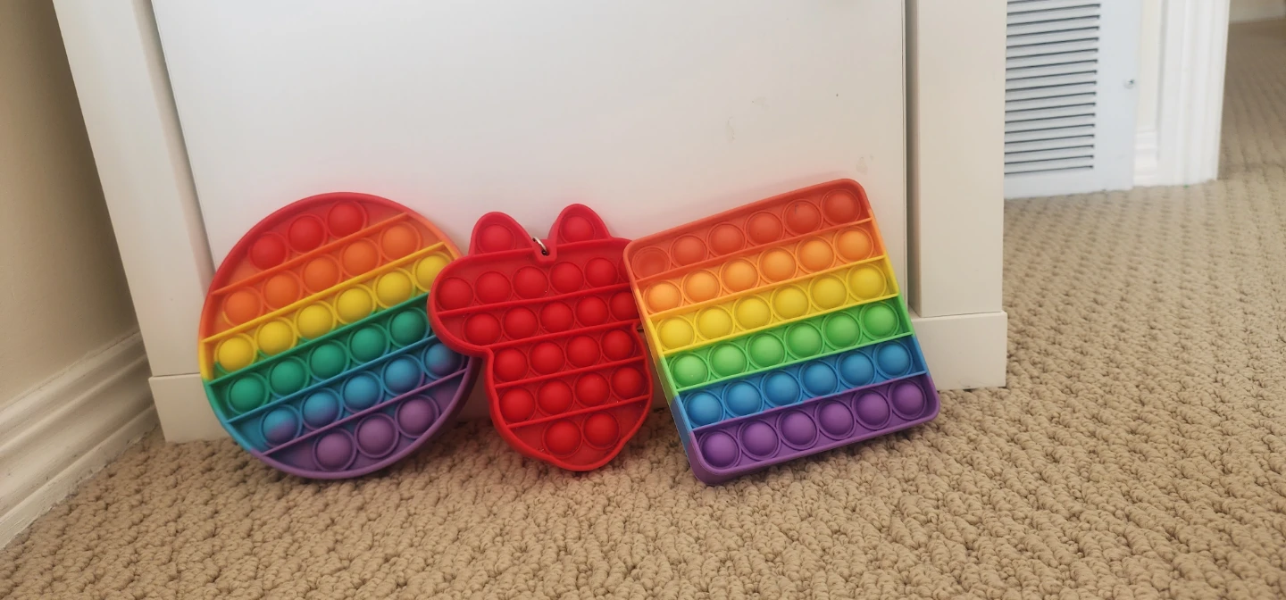 Bundle of 3 Fidget Pop It Toys - Rainbow & Red