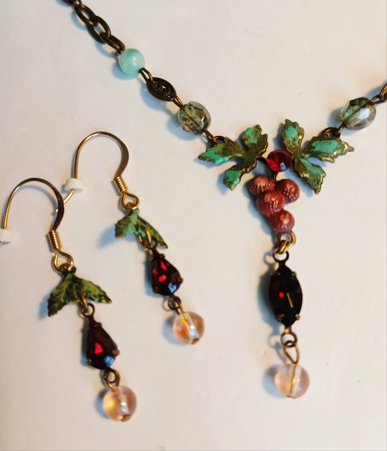Grape & Leaf Necklace and Earring Set - photo 5