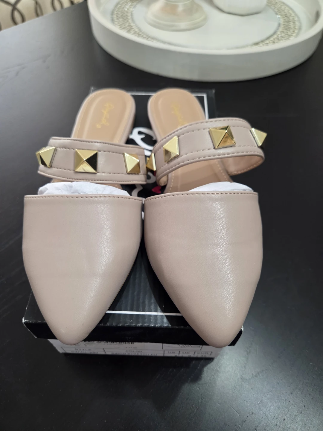 Qupid Studded Mules - Nude size 8