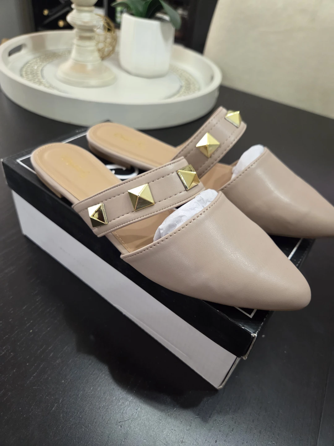 Qupid Studded Mules - Nude size 8 - photo 2