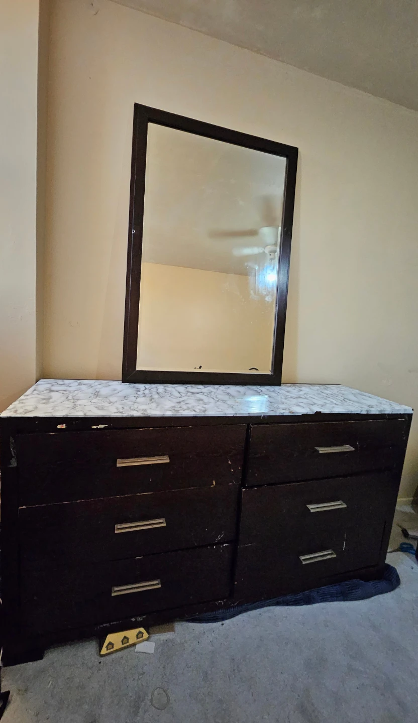 Dark brown Wood Dresser with Detachable Mirror - photo 2