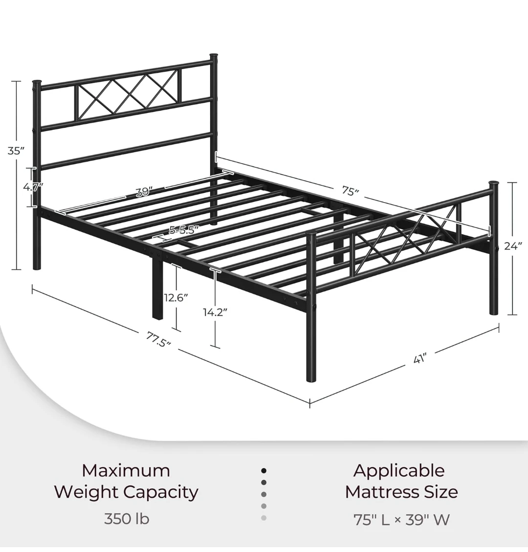 Black Metal Bed Frame Twin - photo 2