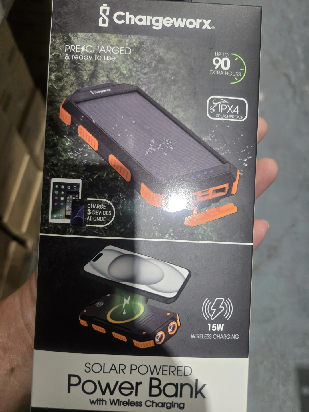 Chargeworx Solar Powered Power Bank with Wireless Charging