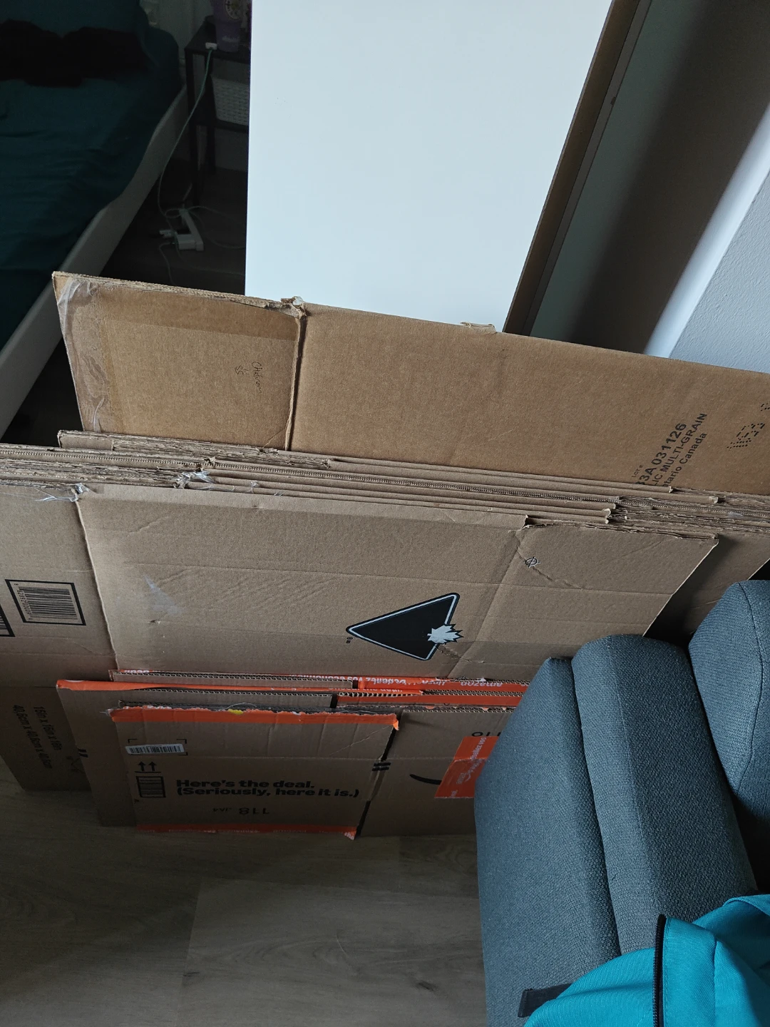 Assorted moving boxes