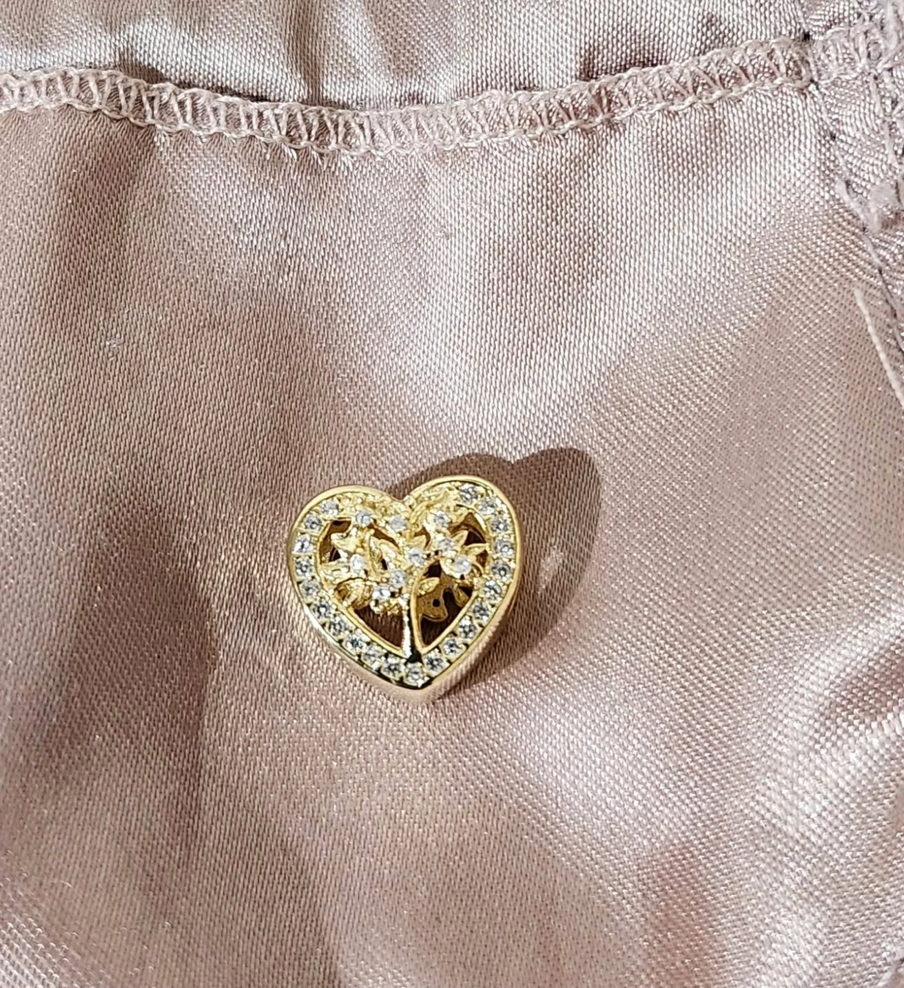 Gold Heart Charm with Tree Detail - photo 2