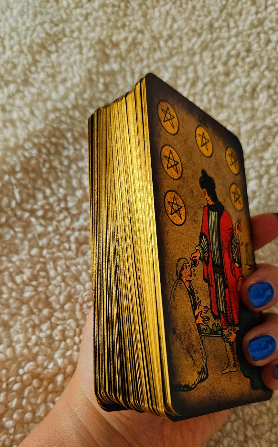 Tarot cards deck with gold edges