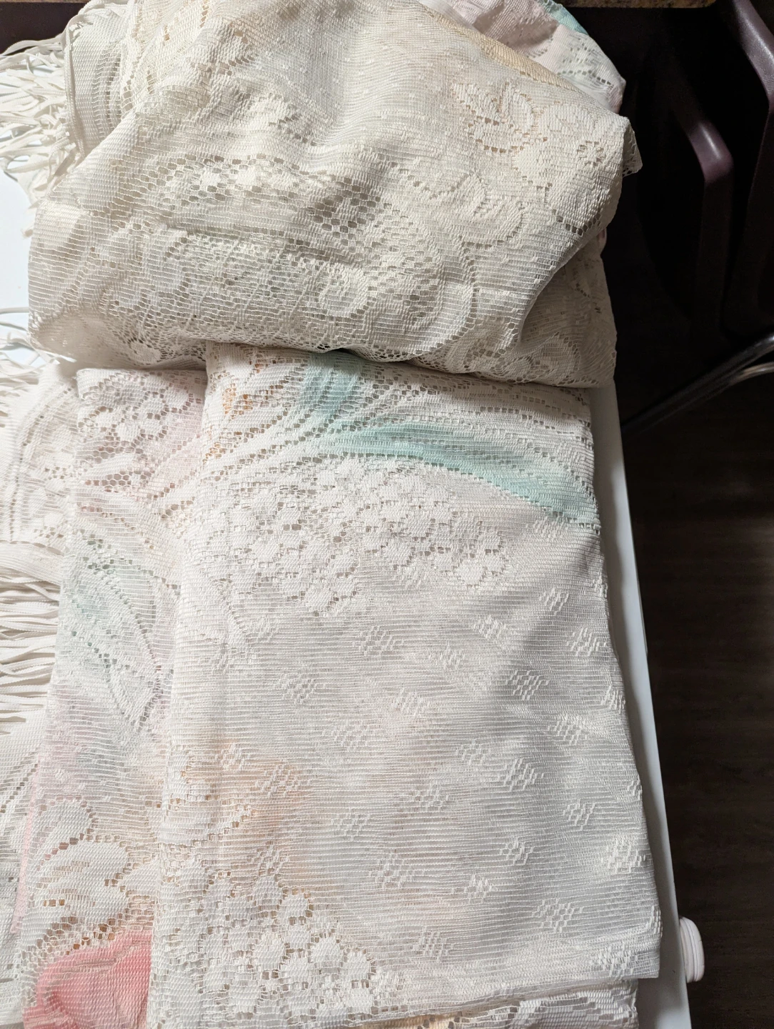 Vintage Lace Fabric with Pastel Floral Accents - photo 3