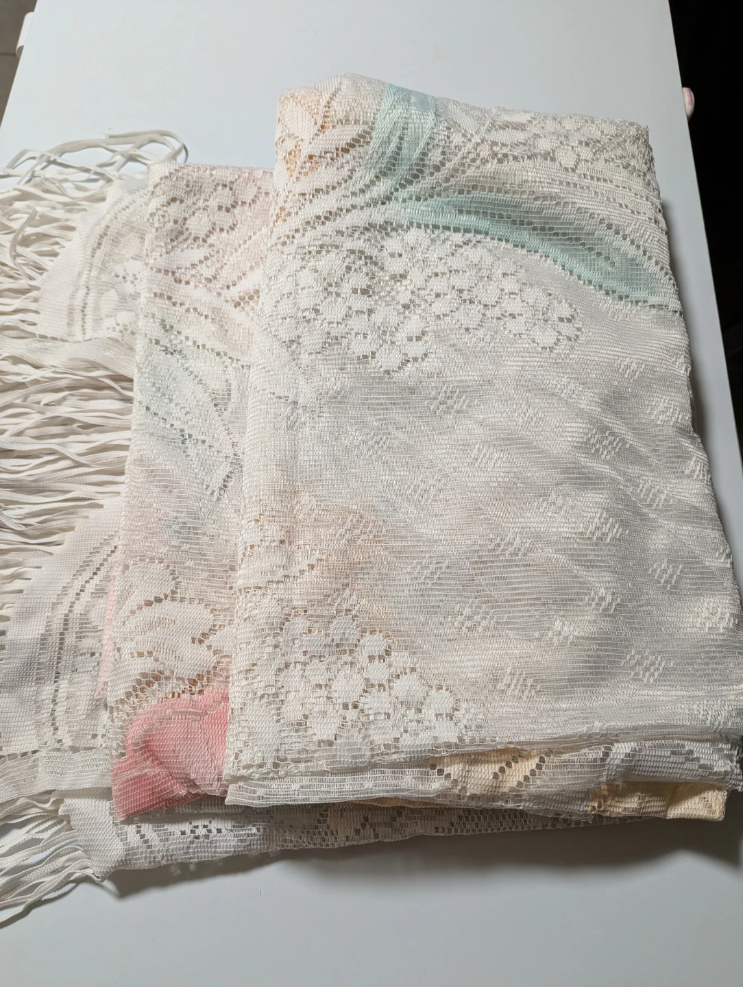 Vintage Lace Fabric with Pastel Floral Accents - photo 4