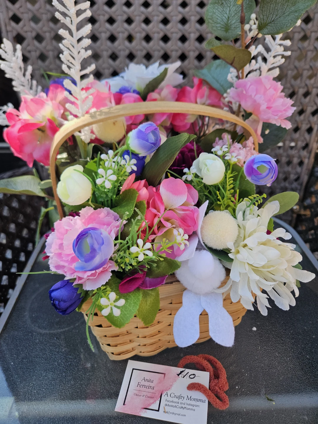 Floral basket with bunny