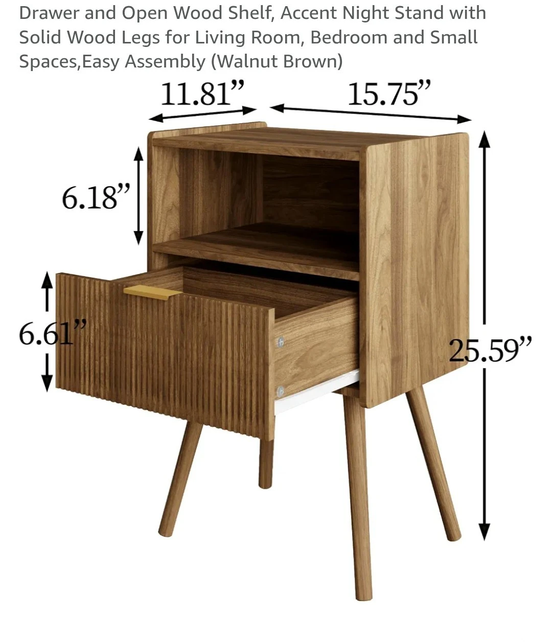 Drawer and Open Wood Shelf Accent Night Stand - photo 4