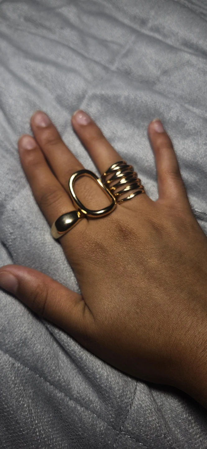 Set of 8 Gold Statement Rings - photo 2