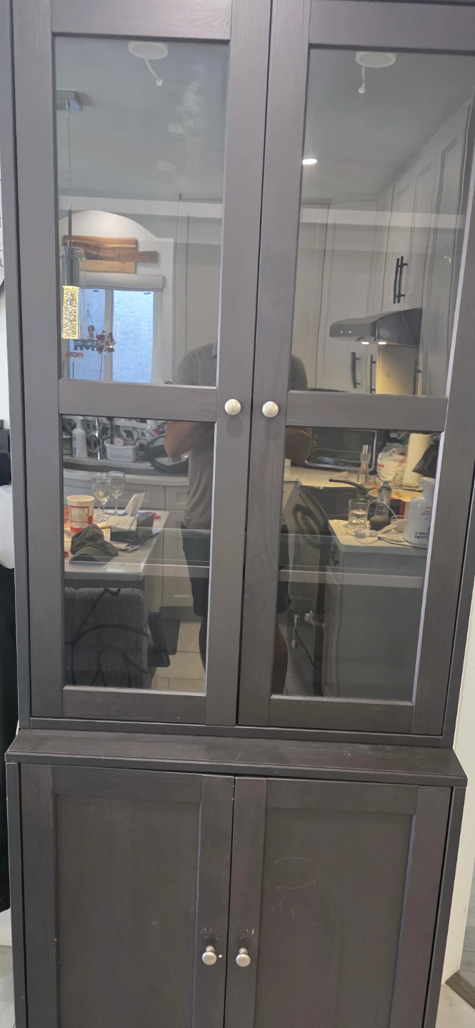 Dark Grey Display Cabinet with Glass Doors - photo 3
