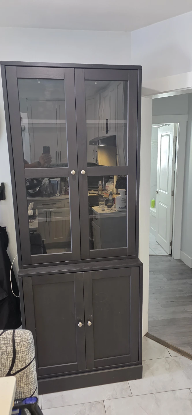 Dark Grey Display Cabinet with Glass Doors - photo 4
