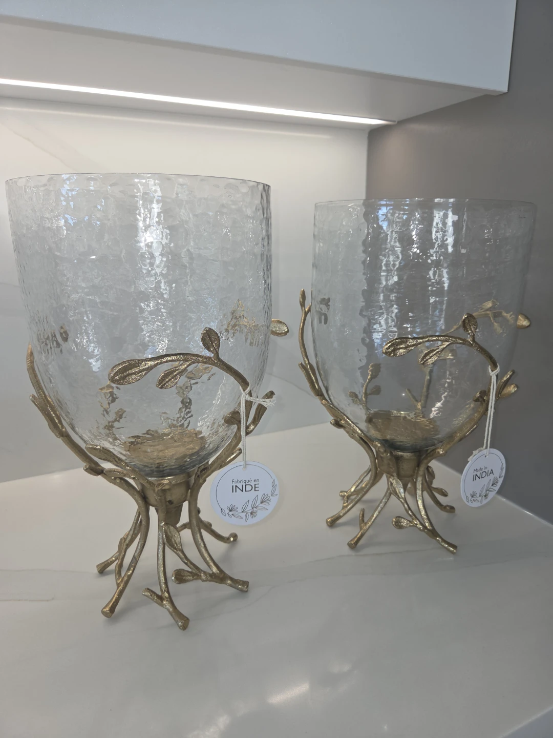 Decorative Glass Vase with Gold Metal Stand