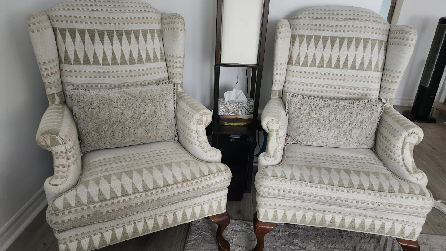 Wingback Armchair with Patterned Upholstery - photo 3