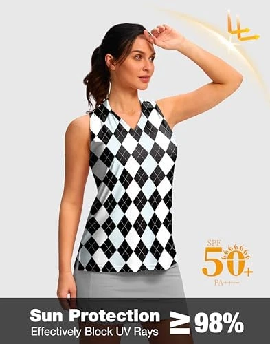 Sleeveless Argyle Golf Polo Shirt Size S - photo 4