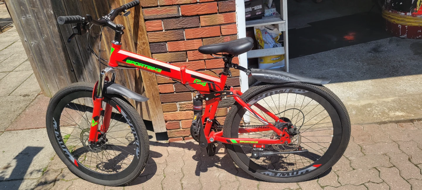 Red Sportbike folding  Mountain Bike