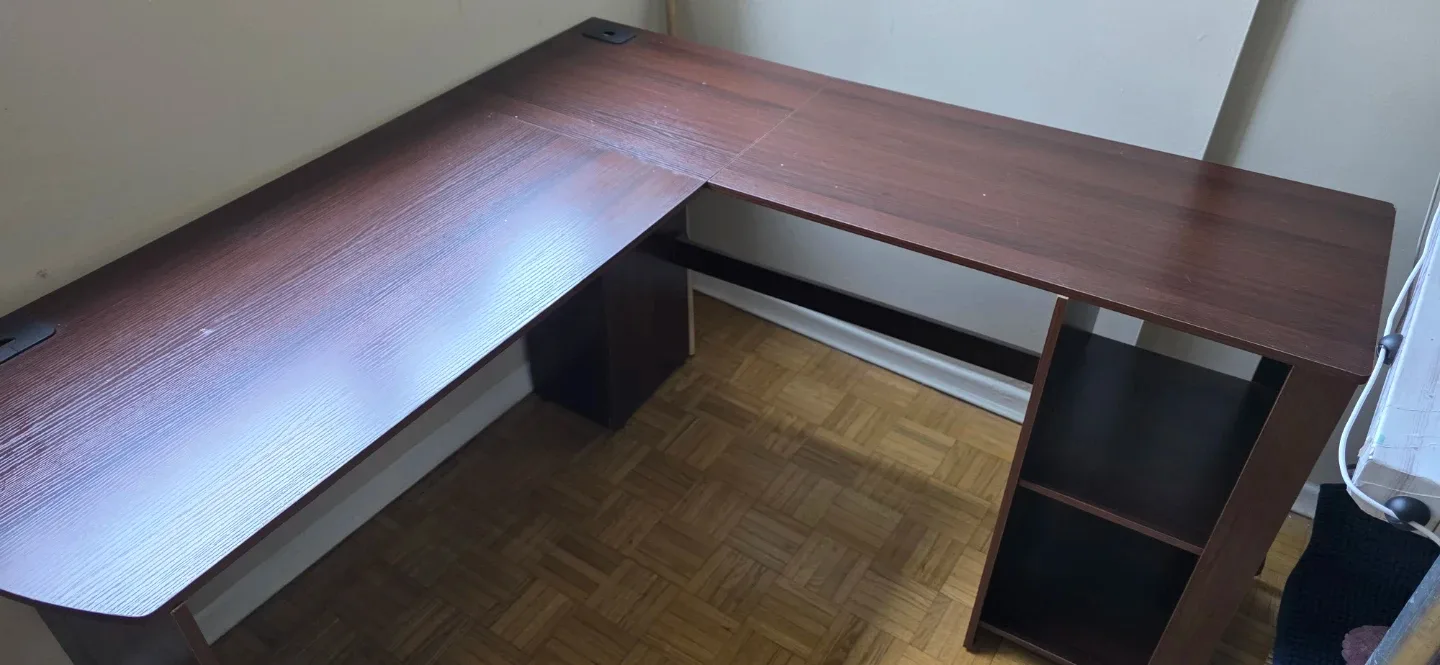 L-Shaped work desk with built-in Storage Shelves