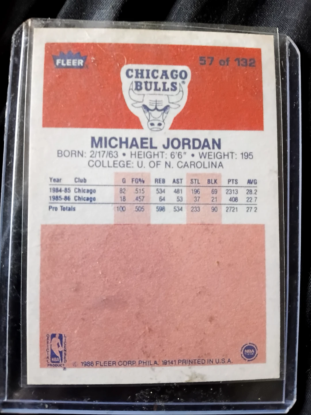 1986 Fleer Michael Jordan Rookie Card - photo 2