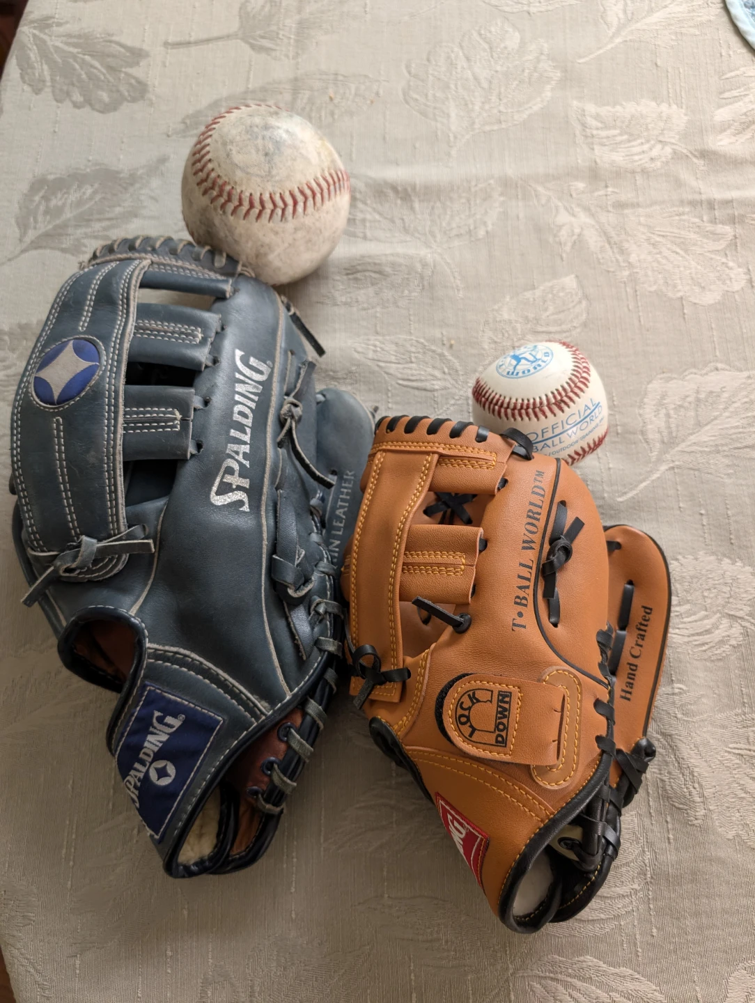 Spalding and T-Ball World Baseball Gloves with Baseballs