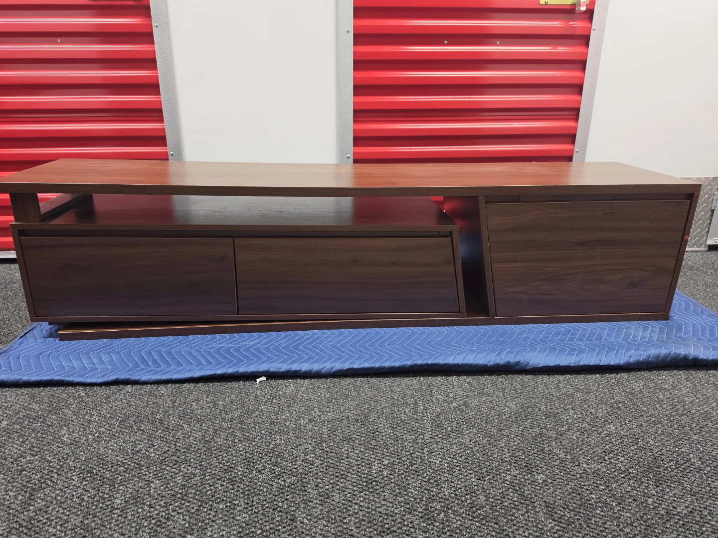 Wooden Media Console with Drawers and Cabinet