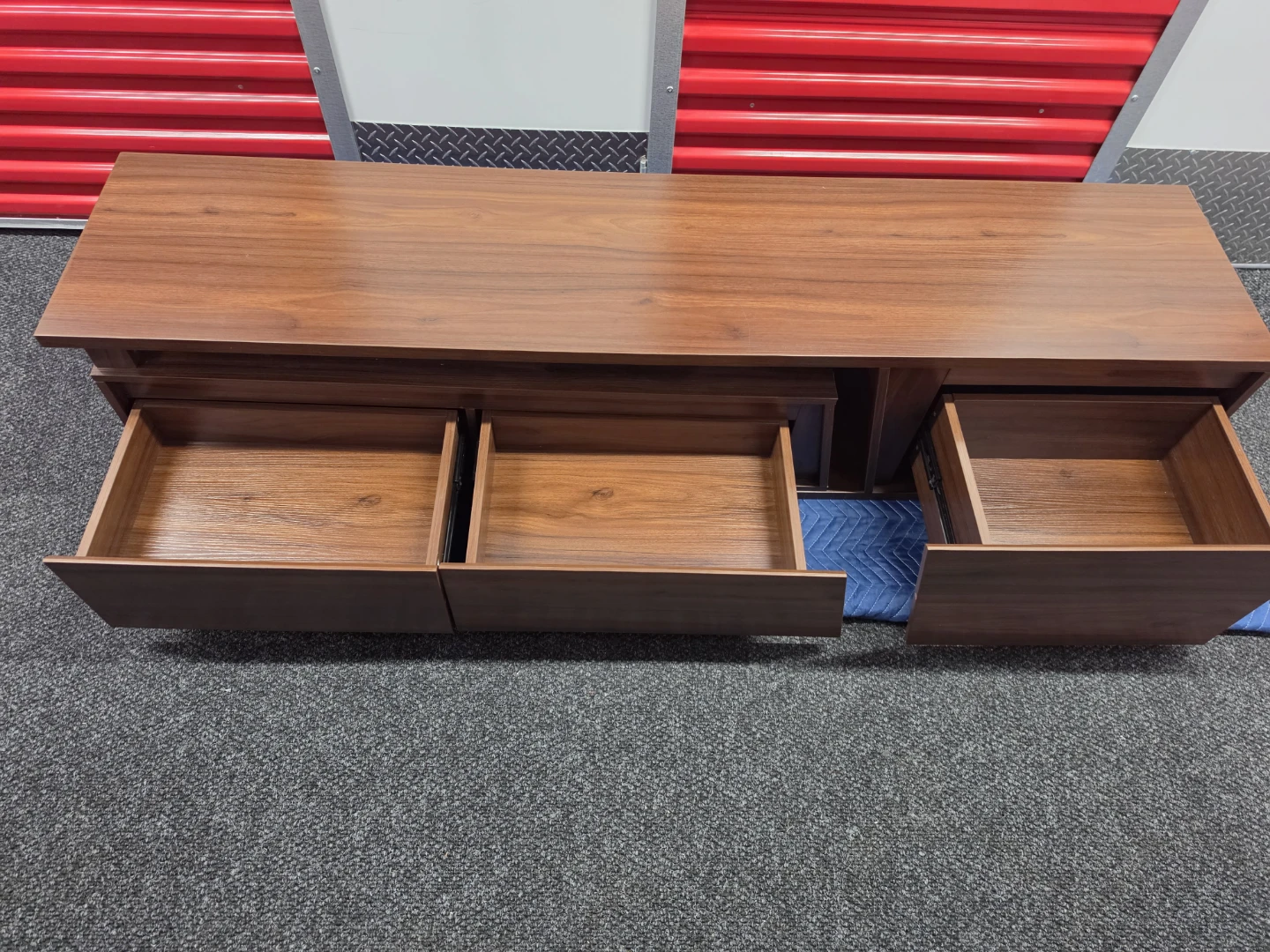 Wooden Media Console with Drawers and Cabinet - photo 2