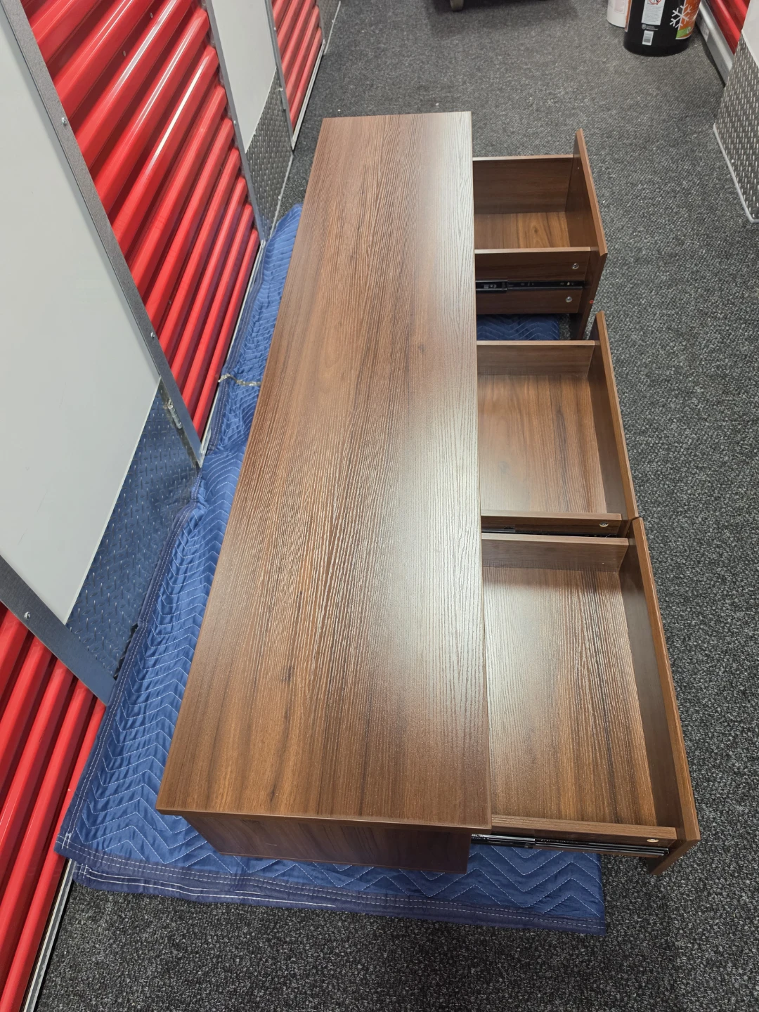 Wooden Media Console with Drawers and Cabinet - photo 3