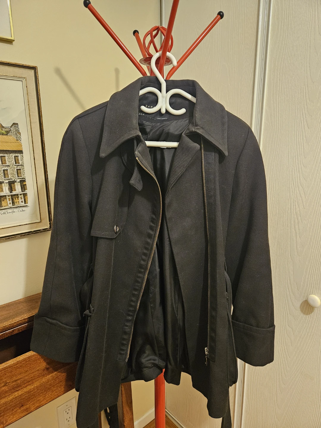Zara Black Wool Blend Trench Coat - photo 2