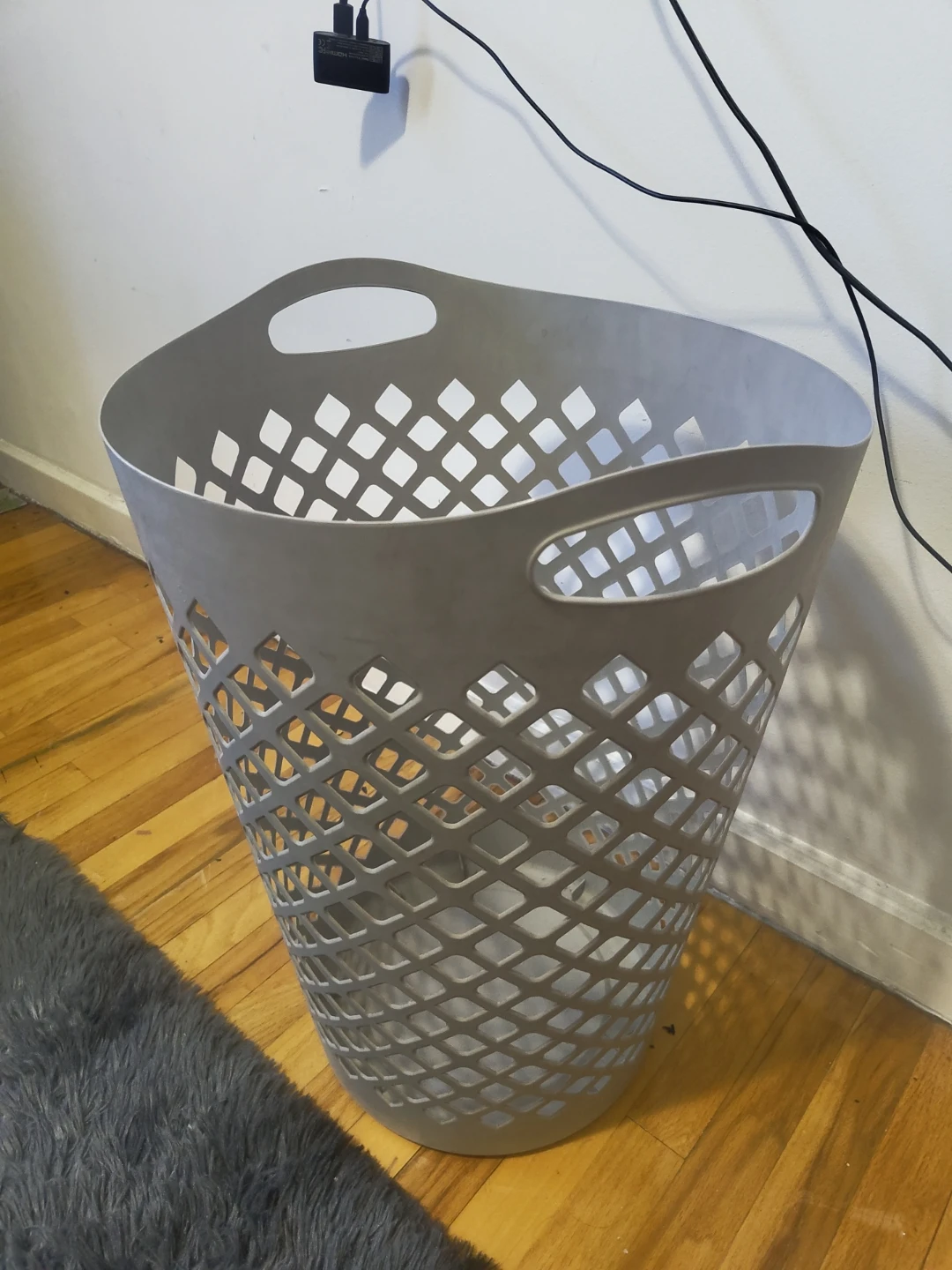 Gray Laundry Basket with Cutout Design