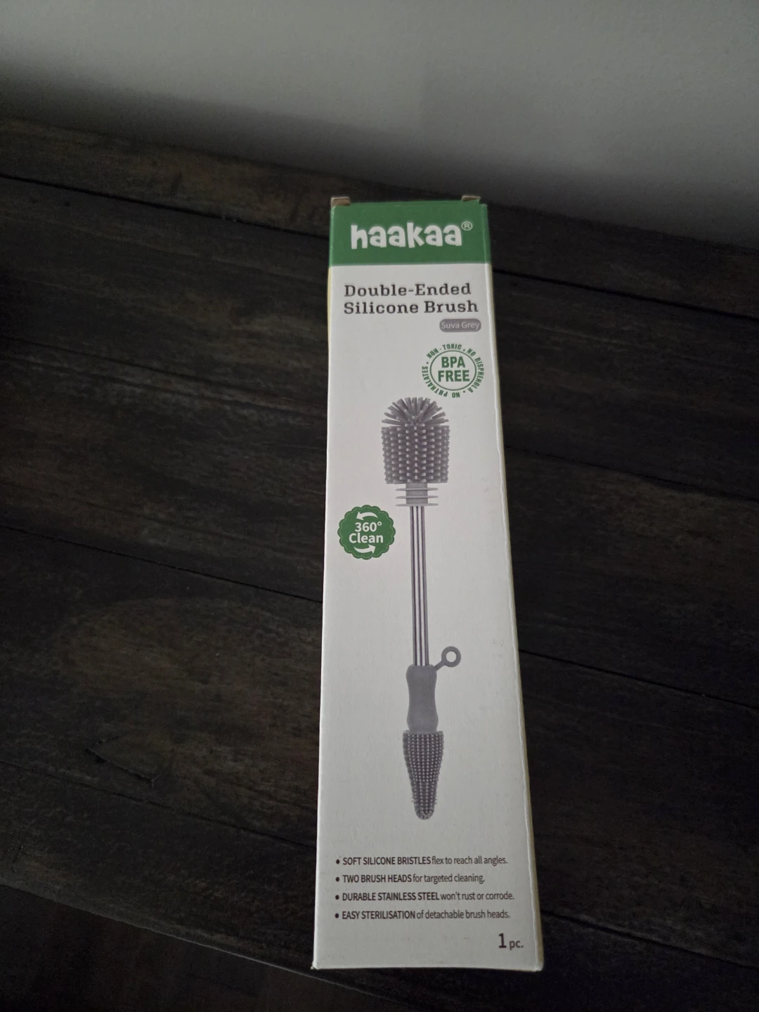 Haakaa Double-Ended Silicone Brush - Suva Grey