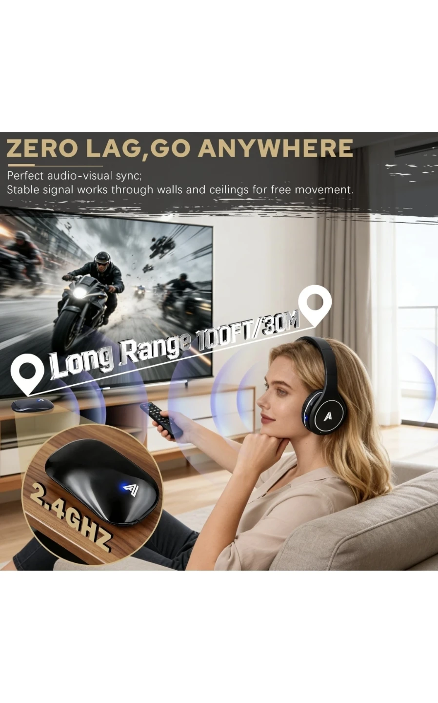New Wireless TV Headphones for Seniors & Hearing Impaired, - photo 4