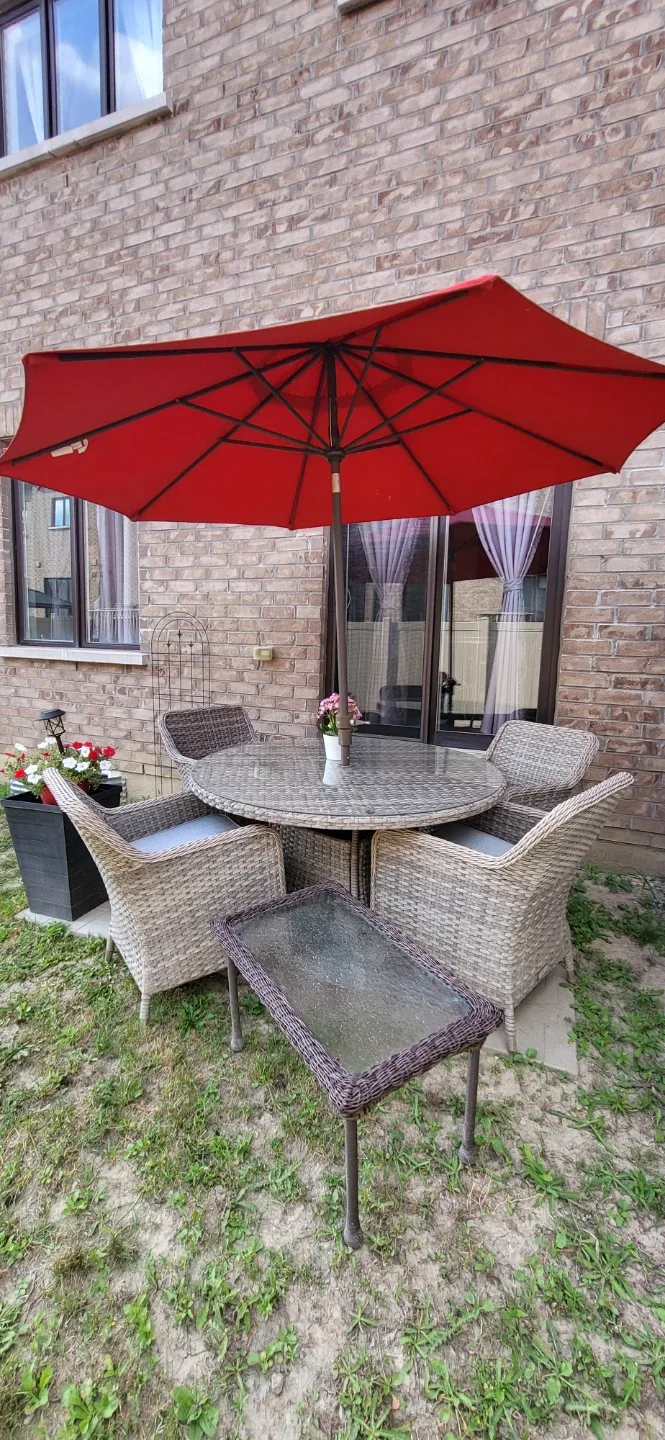 GlucksteinHome Patio Set – 4 Chairs, Glass Table, PRO - photo 3