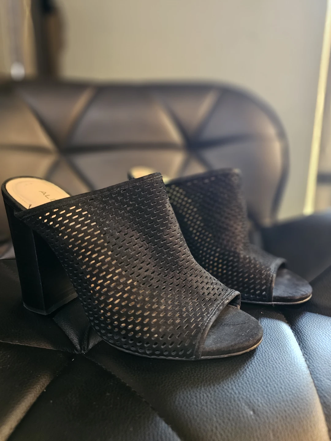 Aldo Thiasa black block heel mules - photo 2