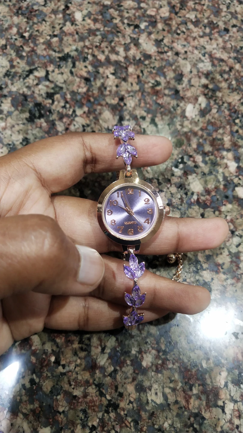 Rose Gold Quartz Watch with Purple Accents - photo 2