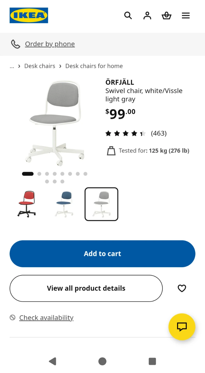 IKEA ÖRFJÄLL Swivel Chair, White/Vissle Light Gray - photo 4