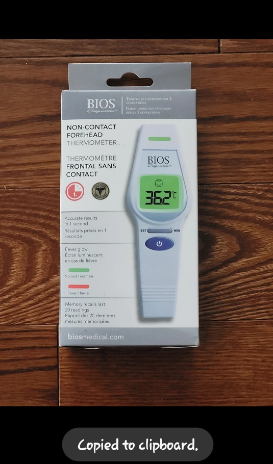 BIOS Diagnostics Non Contact Forehead Thermometer