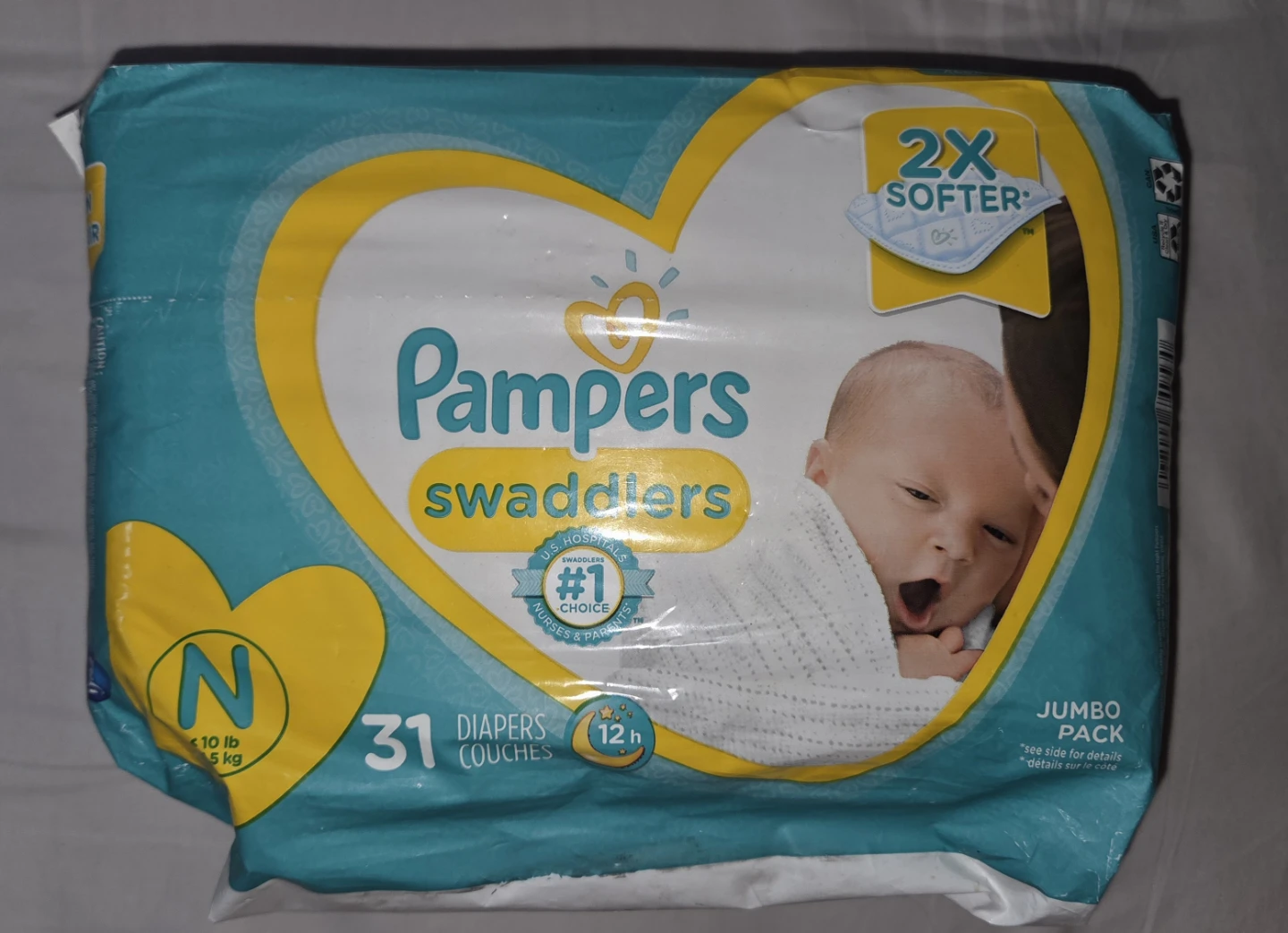 Pampers Swaddlers Diapers Size N Jumbo Pack 31 Count