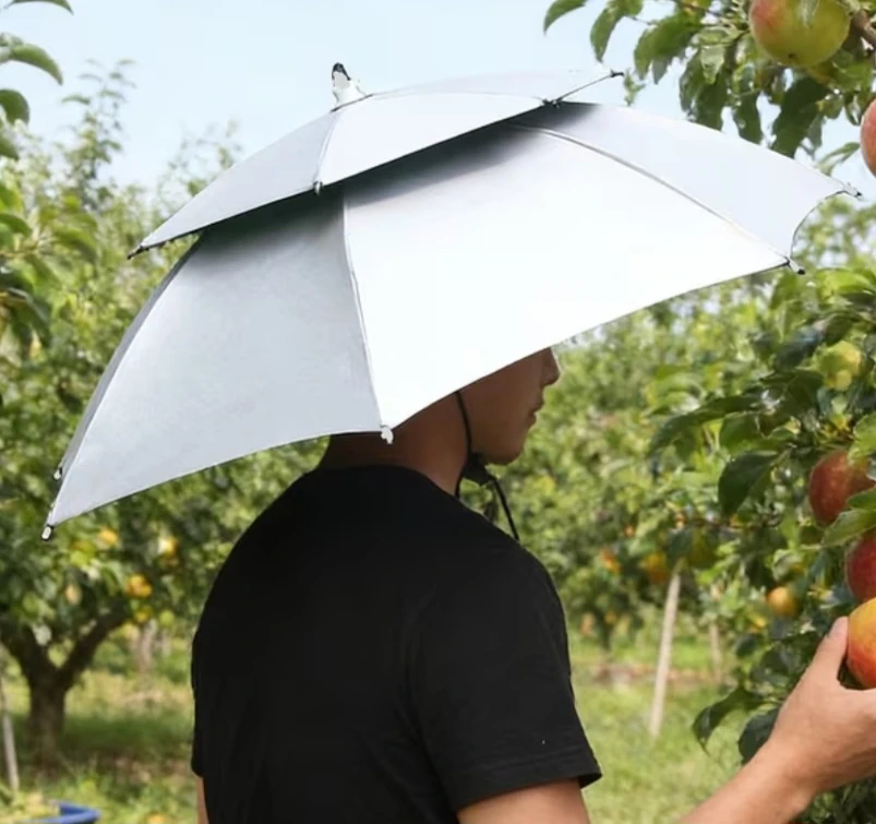 NEW Silver Double Layer Hands-Free Umbrella Hat - photo 5