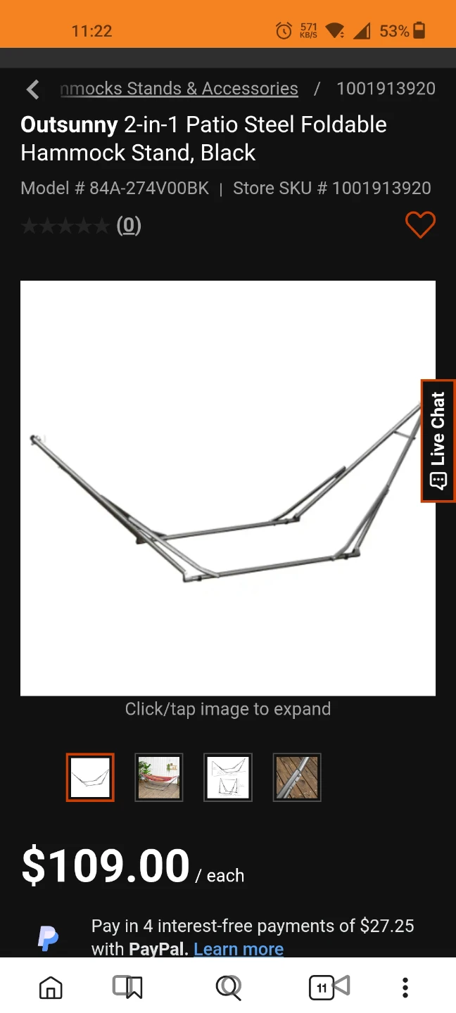 Rusty Patio Steel Foldable Hammock Stand