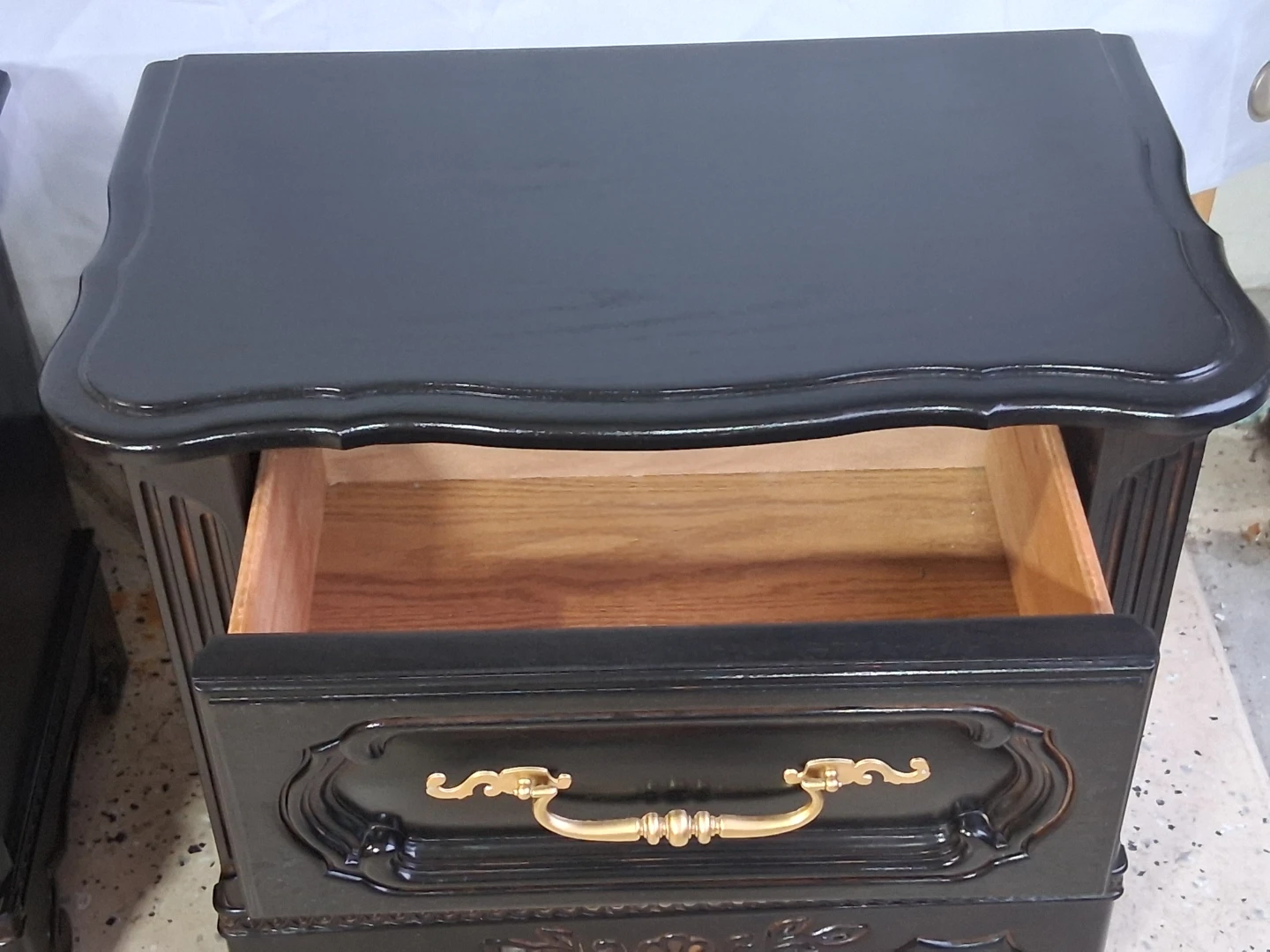 Pair of Black Nightstands with Gold Handles - photo 2