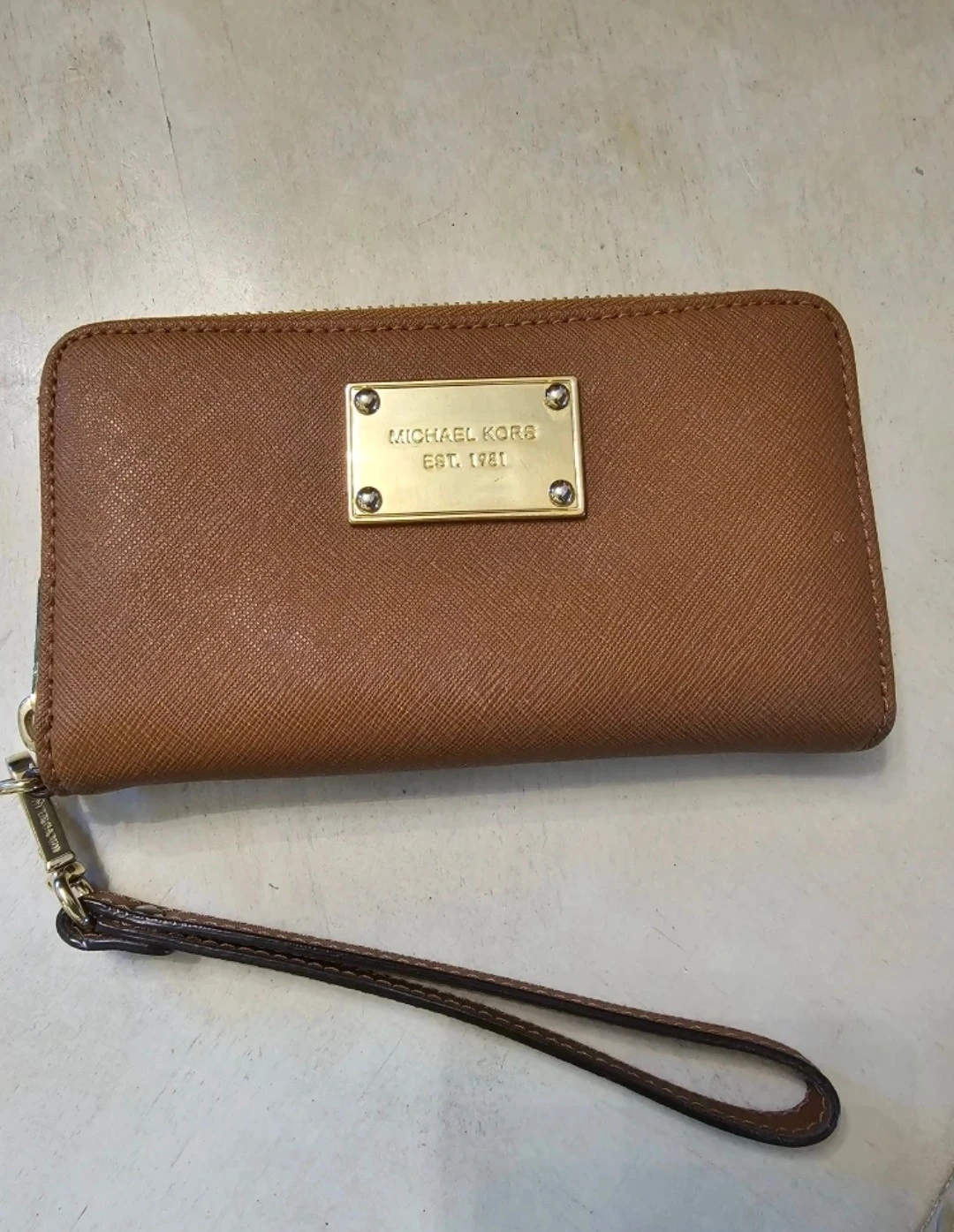 Michael Kors Wristlet Wallet - Brown Saffiano Leather