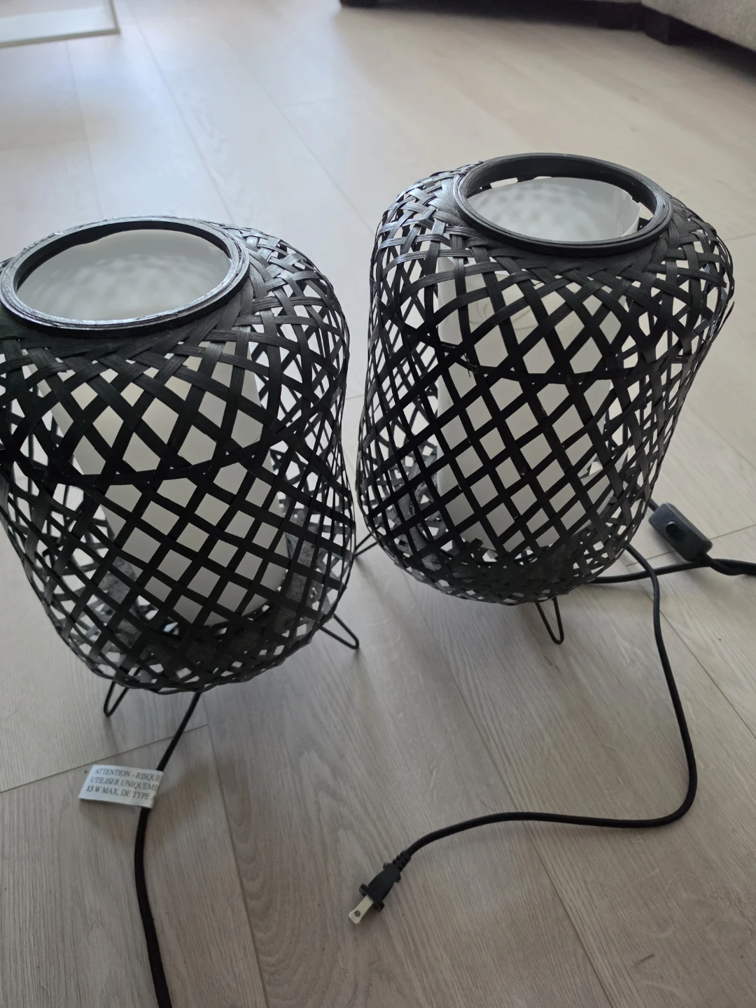 Black Woven Table Lamps Set