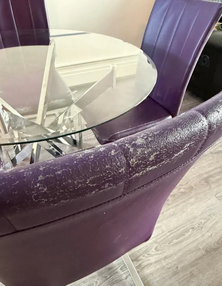 Glass Top Dining Table with 4 Purple Chairs - photo 2