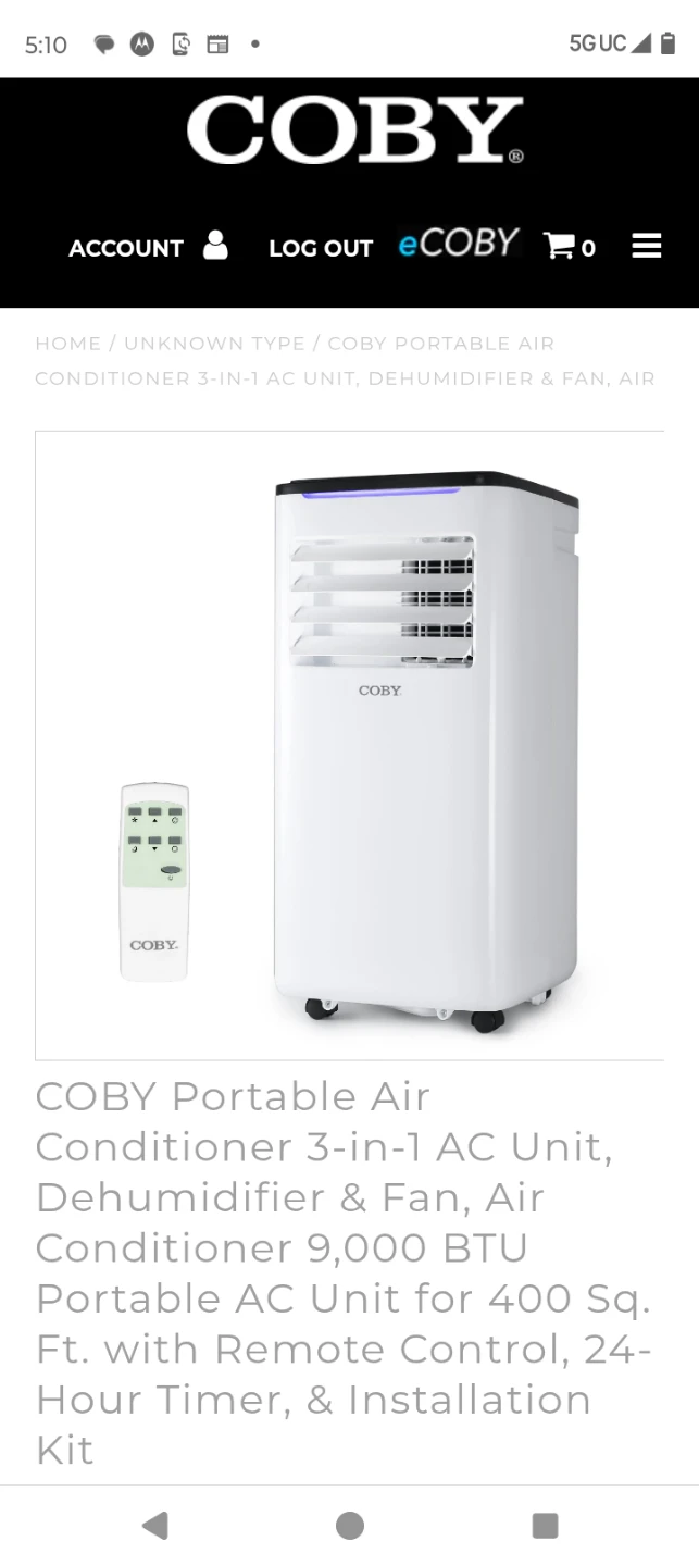 Coby CBPAC 6500(DOE) BTU