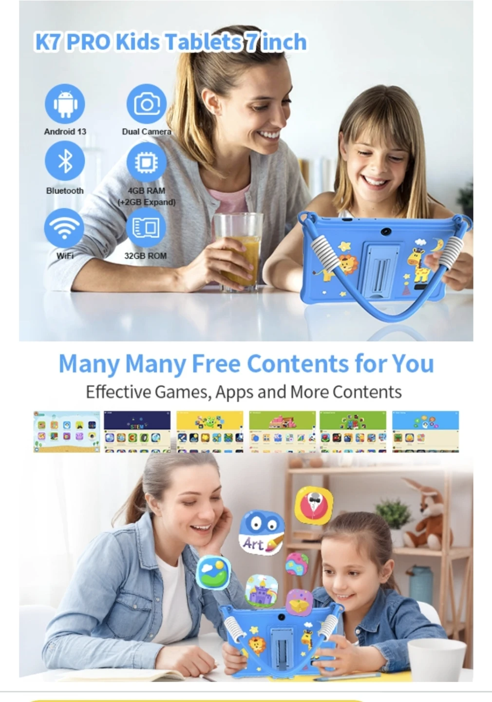 New Touch 7 inch Kids Tablet, Android 13 Tablet for Kids - photo 3