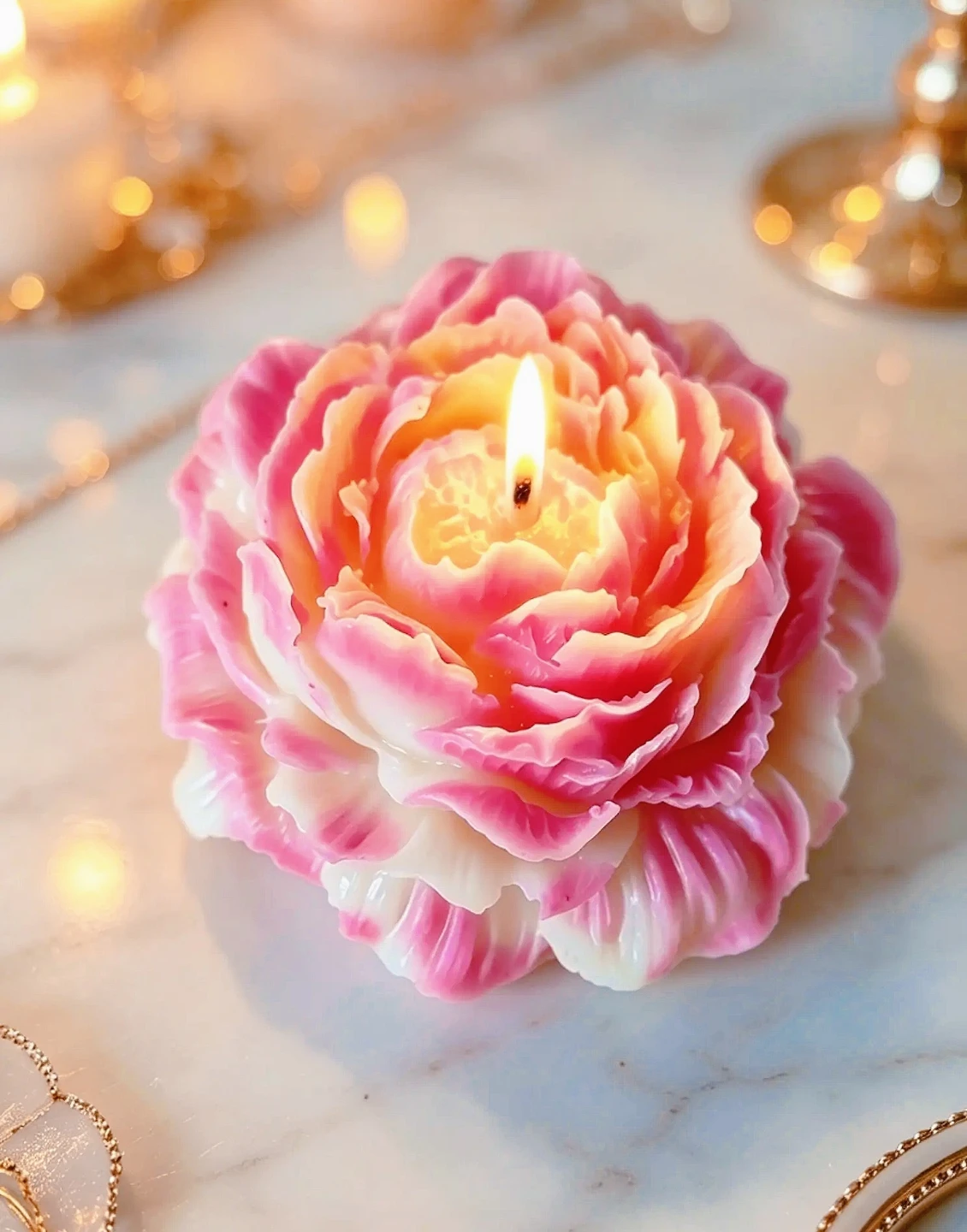 Decorative Peony Flower Candle