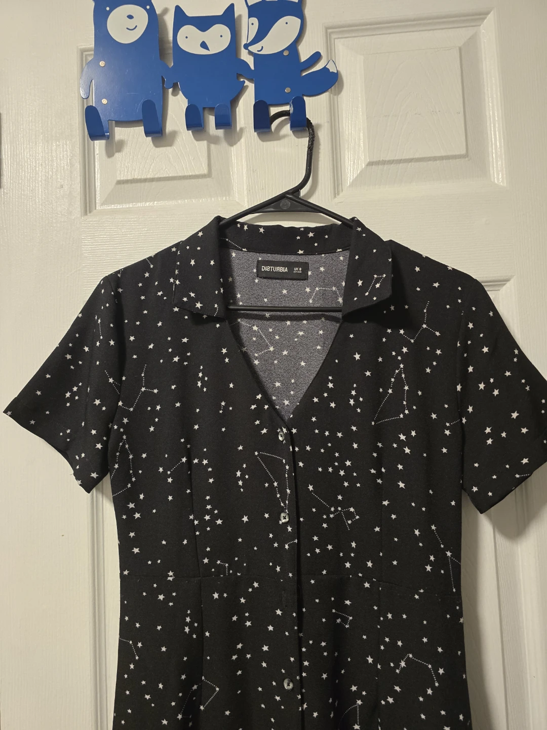 Disturbia Black Constellation Print Button-Up Midi Dress - photo 2