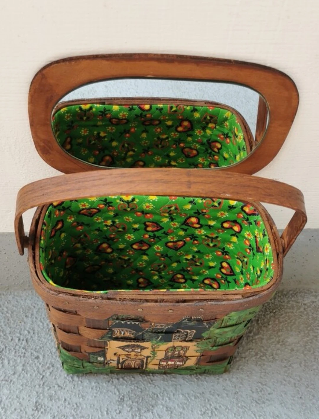 Vintage Handcrafted Hand Painted Artist Signed Basket - photo 3