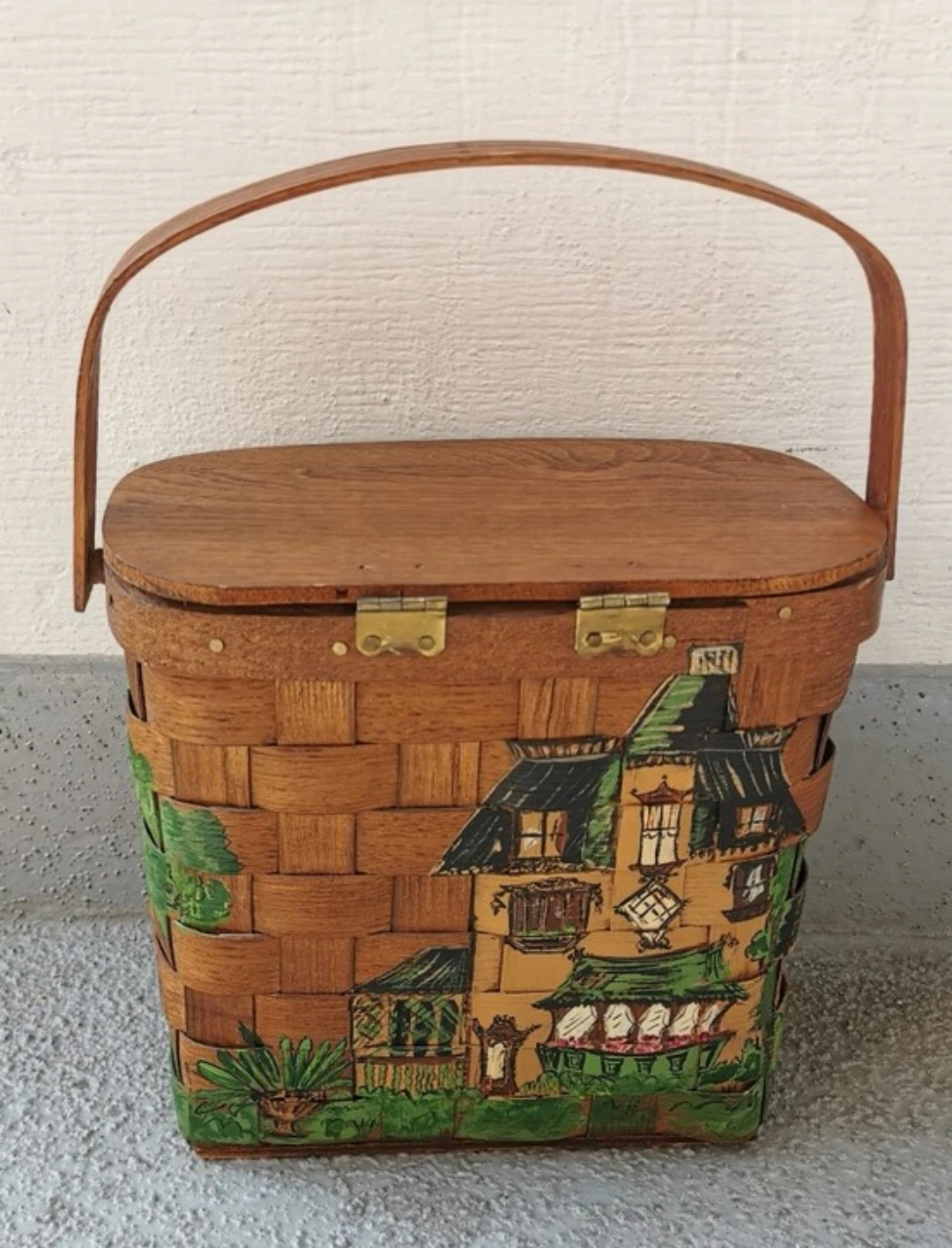 Vintage Handcrafted Hand Painted Artist Signed Basket - photo 5